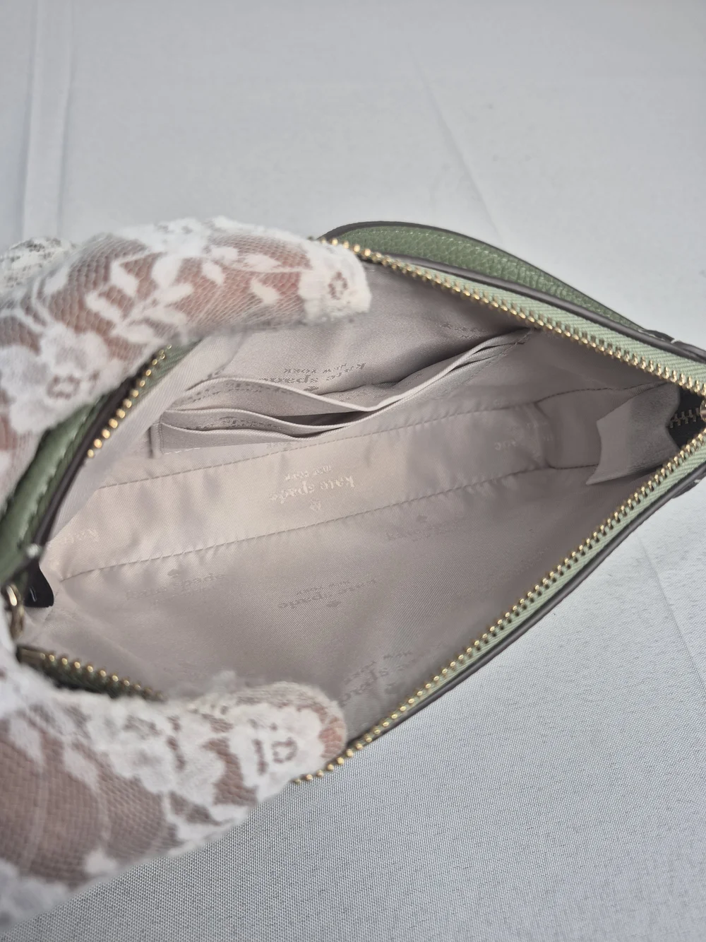 kate spade Olive Green Pebbled Leather Mini Shoulder Bag with Slim Strap NWT